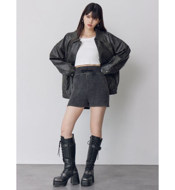 MURUA「ヴィンテージフェイクレザーブルゾン」|ブルゾン・スタジャン|