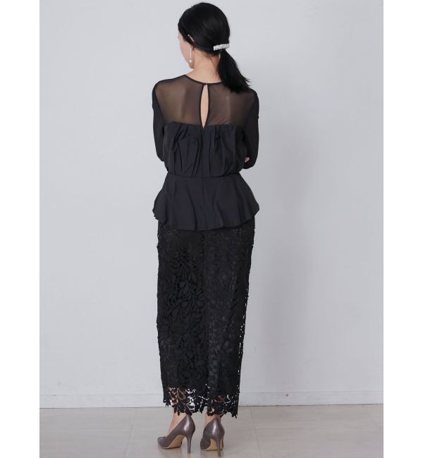 LAGUNAMOON「LADYフォルムペプラムレースドレス」|ドレス|