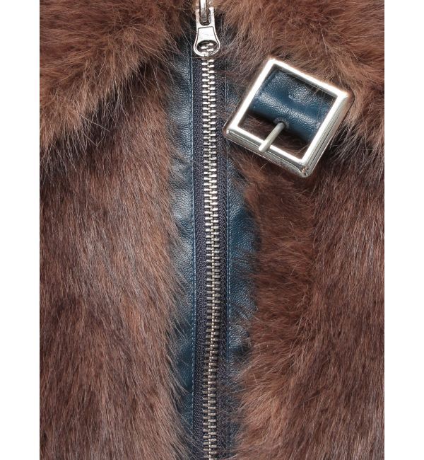 jouetie「【WEB限定】ベルトミドルファーコート」|ブルゾン・スタジャン|