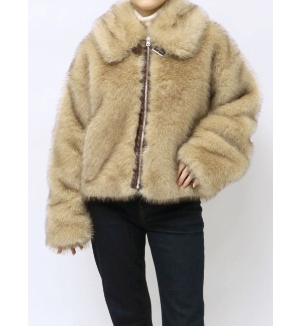 jouetie「【WEB限定】ベルトミドルファーコート」|ブルゾン・スタジャン|