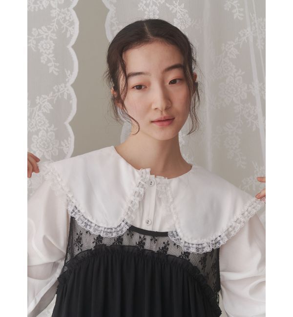 merry jenny「サテンフリルブラウス」|シャツ・ブラウス|