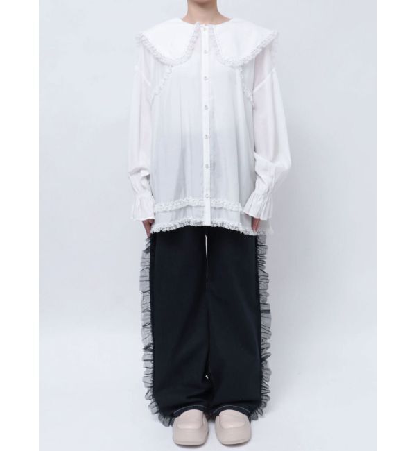 merry jenny「サテンフリルブラウス」|シャツ・ブラウス|