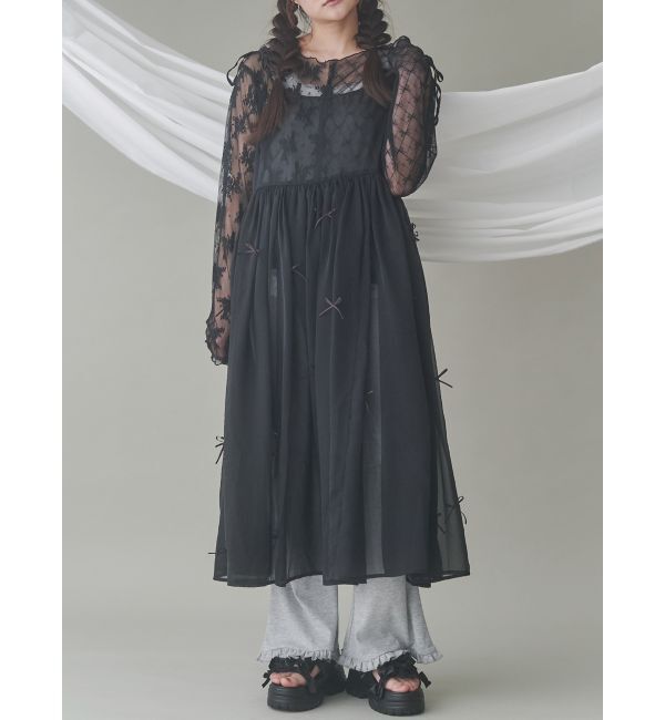 merry jenny「ribbonシアーレイヤードキャミワンピース」|ワンピース|ブラック