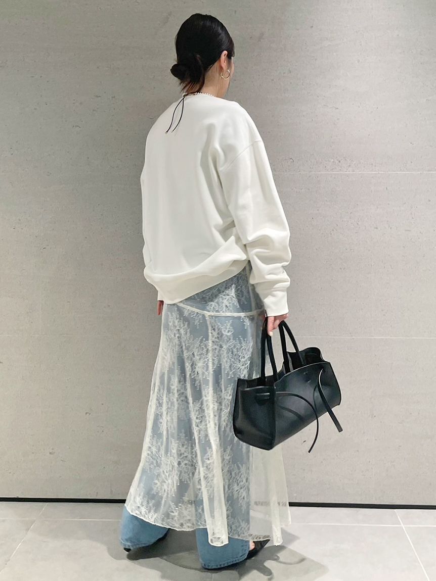 Mila Owen「【WEB限定00サイズ】ワイドテーパードカットアウトデニムパンツ」|デニム|