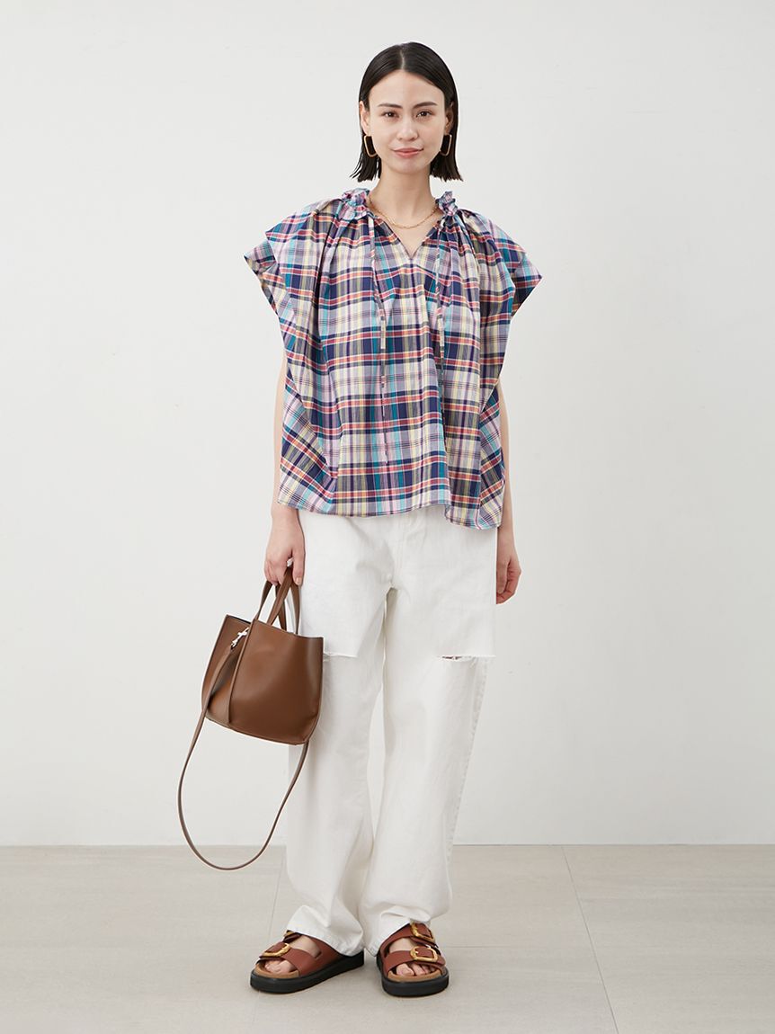 Mila Owen「【WEB限定00サイズ】ワイドテーパードカットアウトデニムパンツ」|デニム|