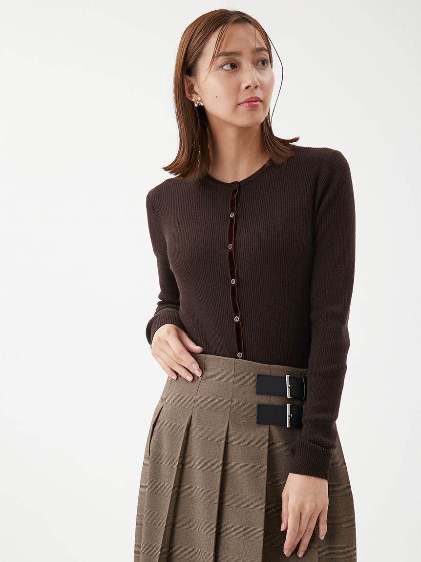 Mila Owen「ベロアリブニットカーディガン」|ニット・セーター|