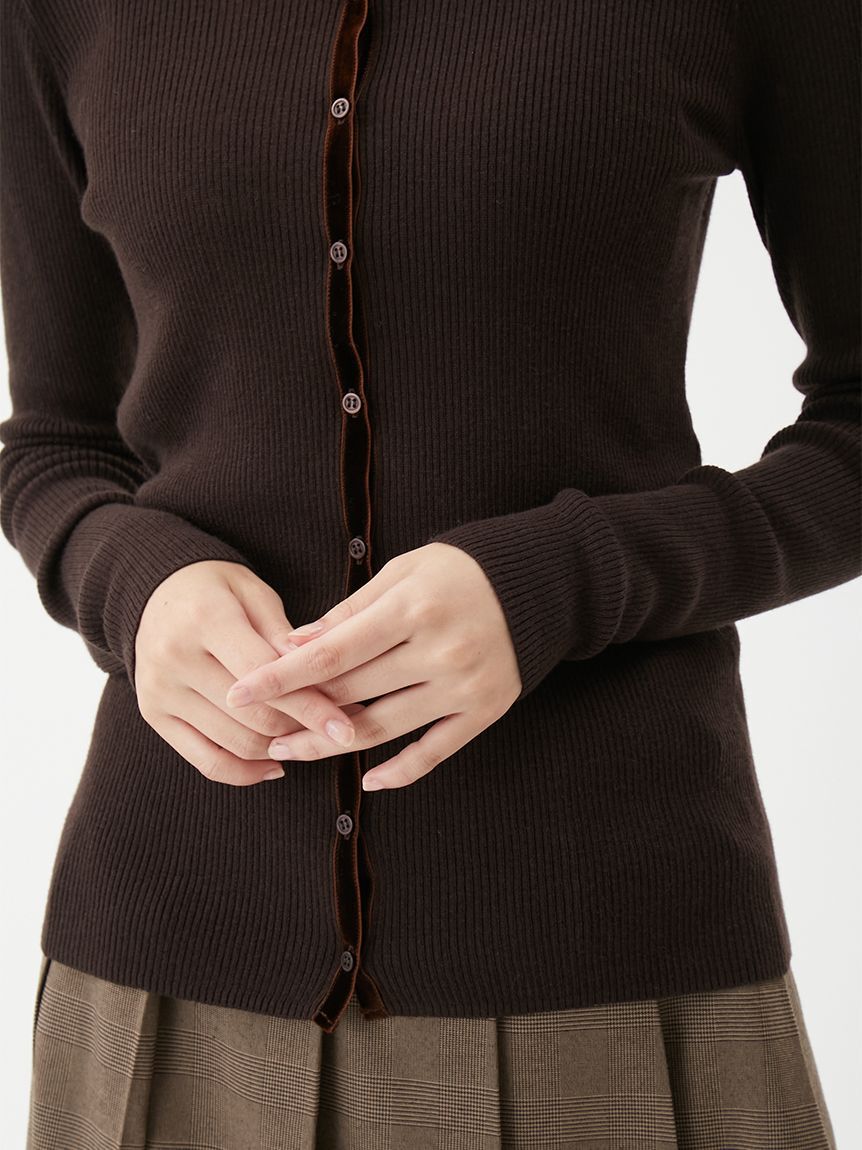 Mila Owen「ベロアリブニットカーディガン」|ニット・セーター|