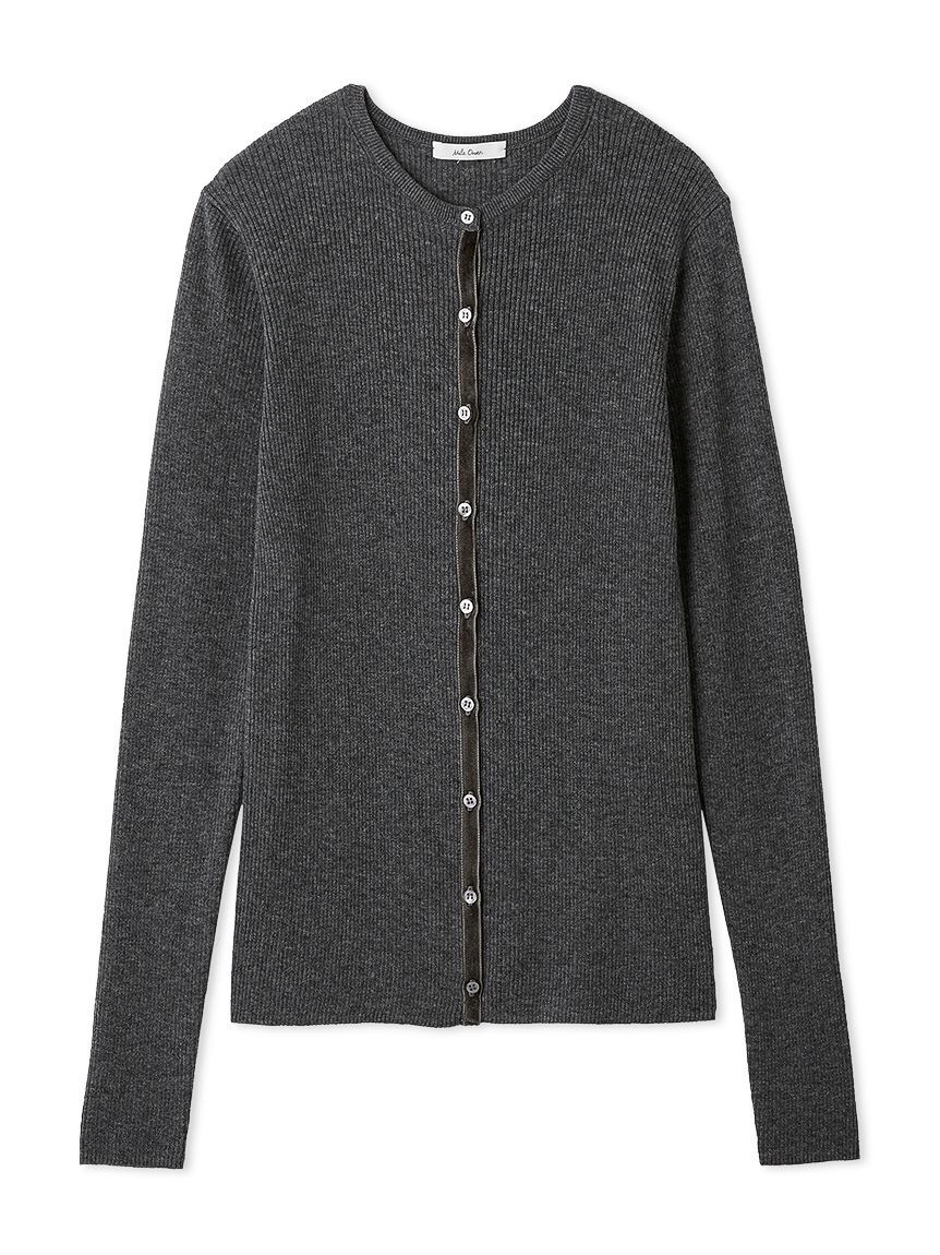 Mila Owen「ベロアリブニットカーディガン」|ニット・セーター|GRY