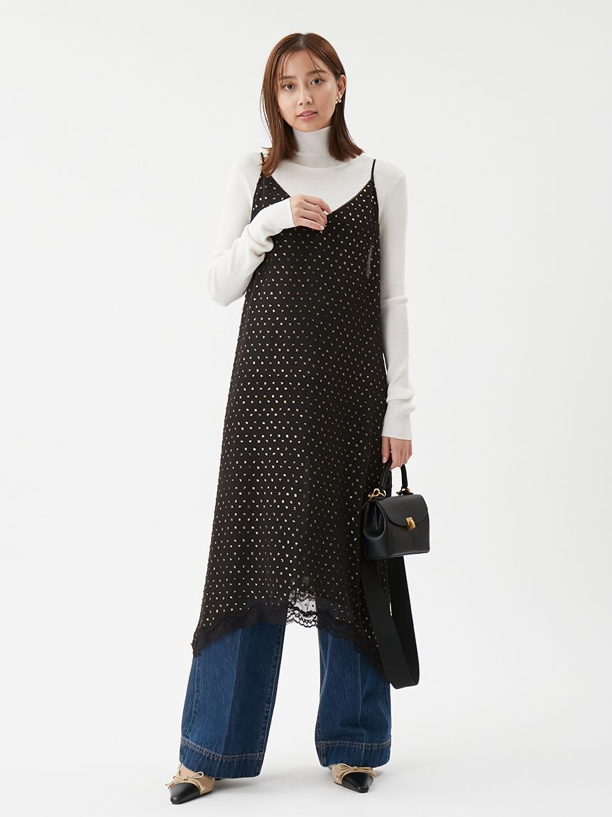 Mila Owen「レースデザイン箔ドットキャミワンピース」|ワンピース|