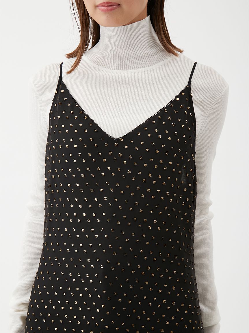 Mila Owen「レースデザイン箔ドットキャミワンピース」|ワンピース|