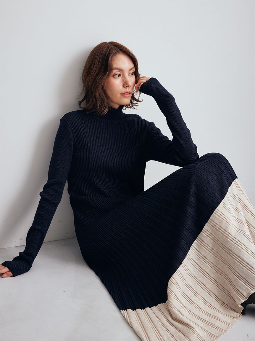 Mila Owen「タートルネックロングリブニットワンピース」|ワンピース|