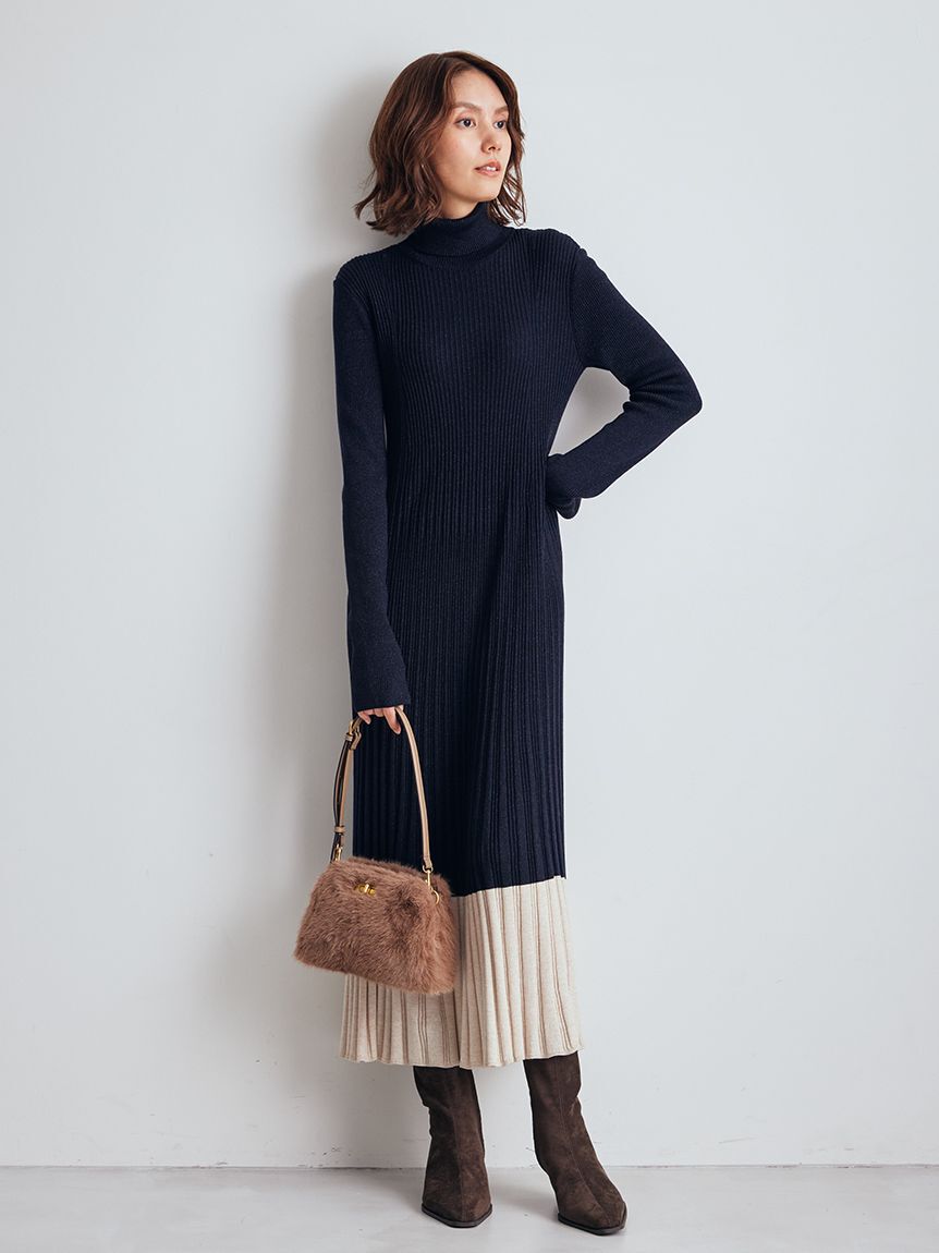Mila Owen「タートルネックロングリブニットワンピース」|ワンピース|