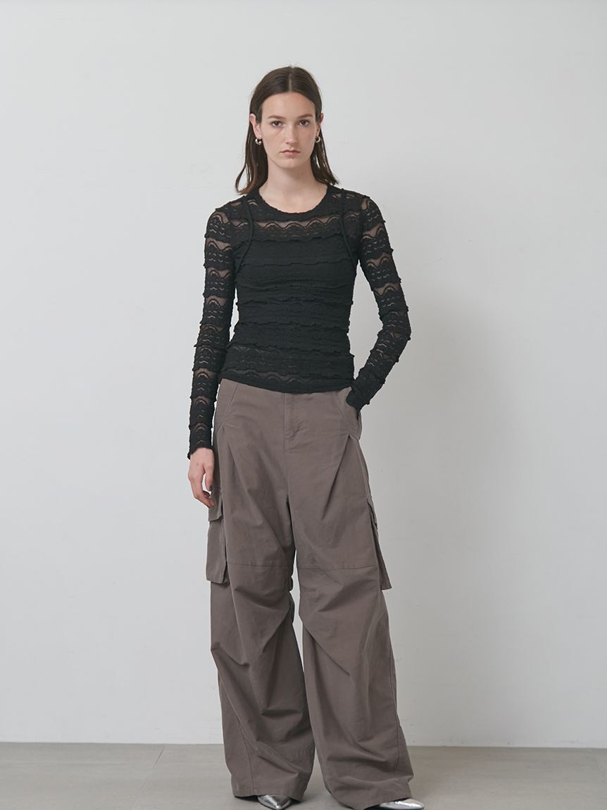 styling/「ラッフルレース2WAYシアートップス」|Tシャツ・カットソー|