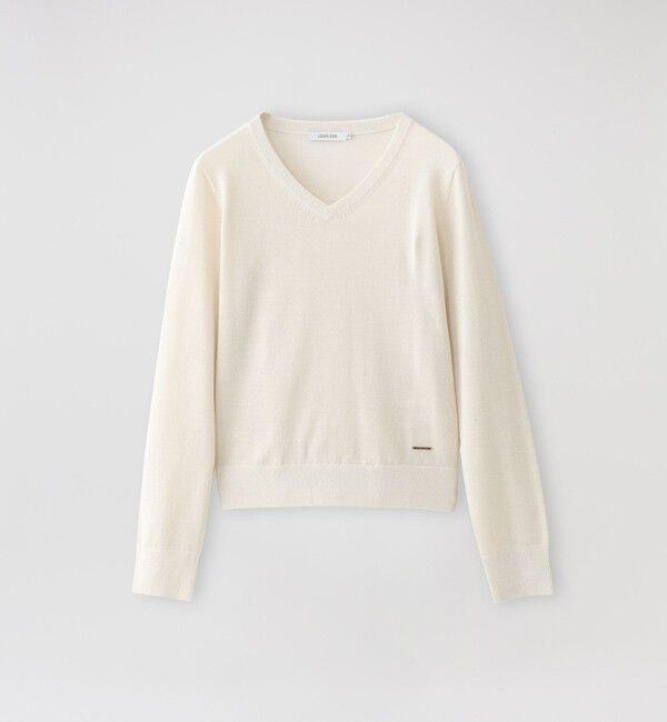  「ラメハイゲージVネック」|ニット・セーター|ホワイト