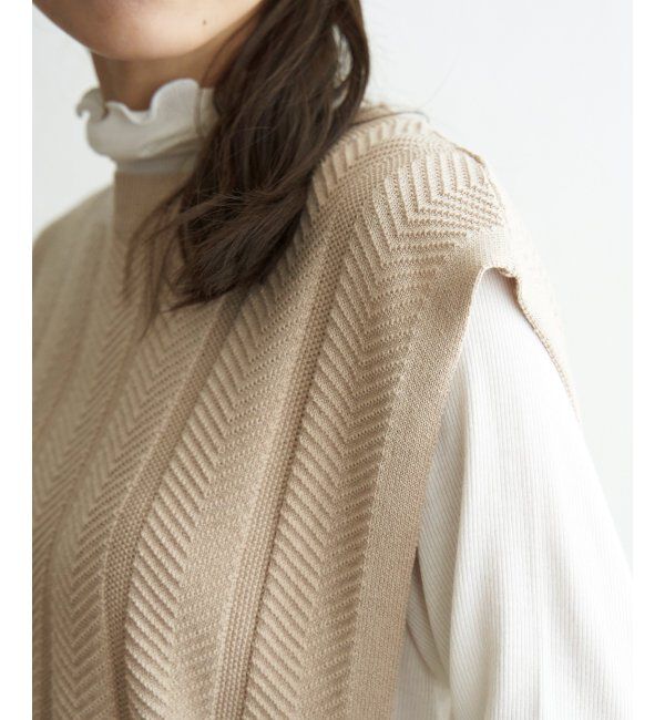 ikka「サイドリボンニットベスト」|ニット・セーター|