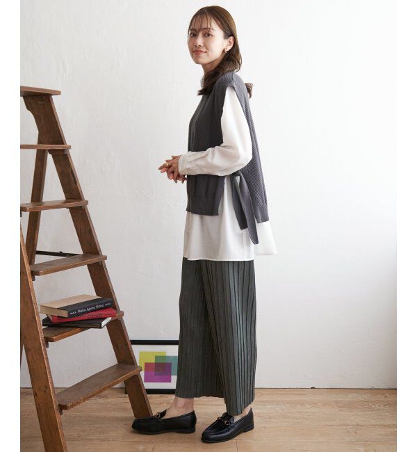 ikka「サイドリボンニットベスト」|ニット・セーター|