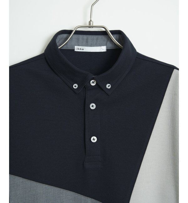 ikka「ブロックス鹿の子ナナメ切り替えポロシャツ」|その他|