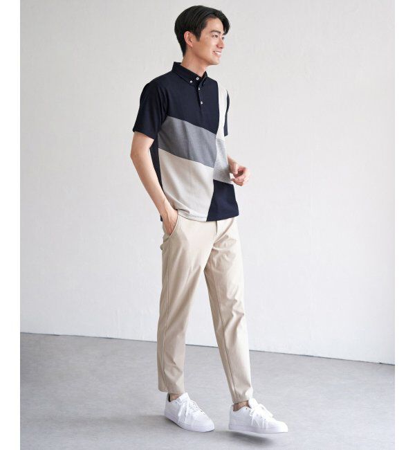 ikka「ブロックス鹿の子ナナメ切り替えポロシャツ」|その他|
