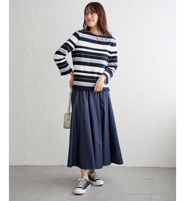 IKKA LOUNGE「リップルボーダーキーネックプルオーバー」|Tシャツ・カットソー|