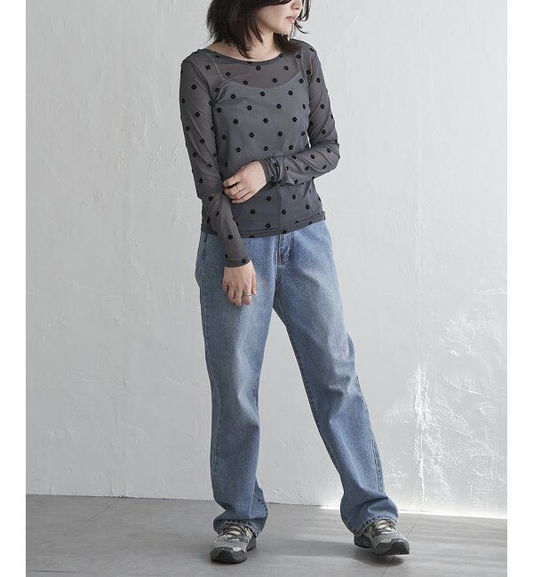 VENCE share style「シアーフラワーフロッキープルオーバー」|Tシャツ・カットソー|