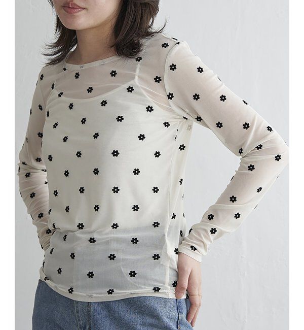 VENCE share style「シアーフラワーフロッキープルオーバー」|Tシャツ・カットソー|