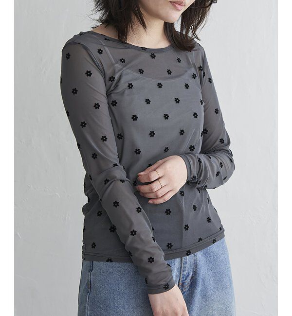 VENCE share style「シアーフラワーフロッキープルオーバー」|Tシャツ・カットソー|