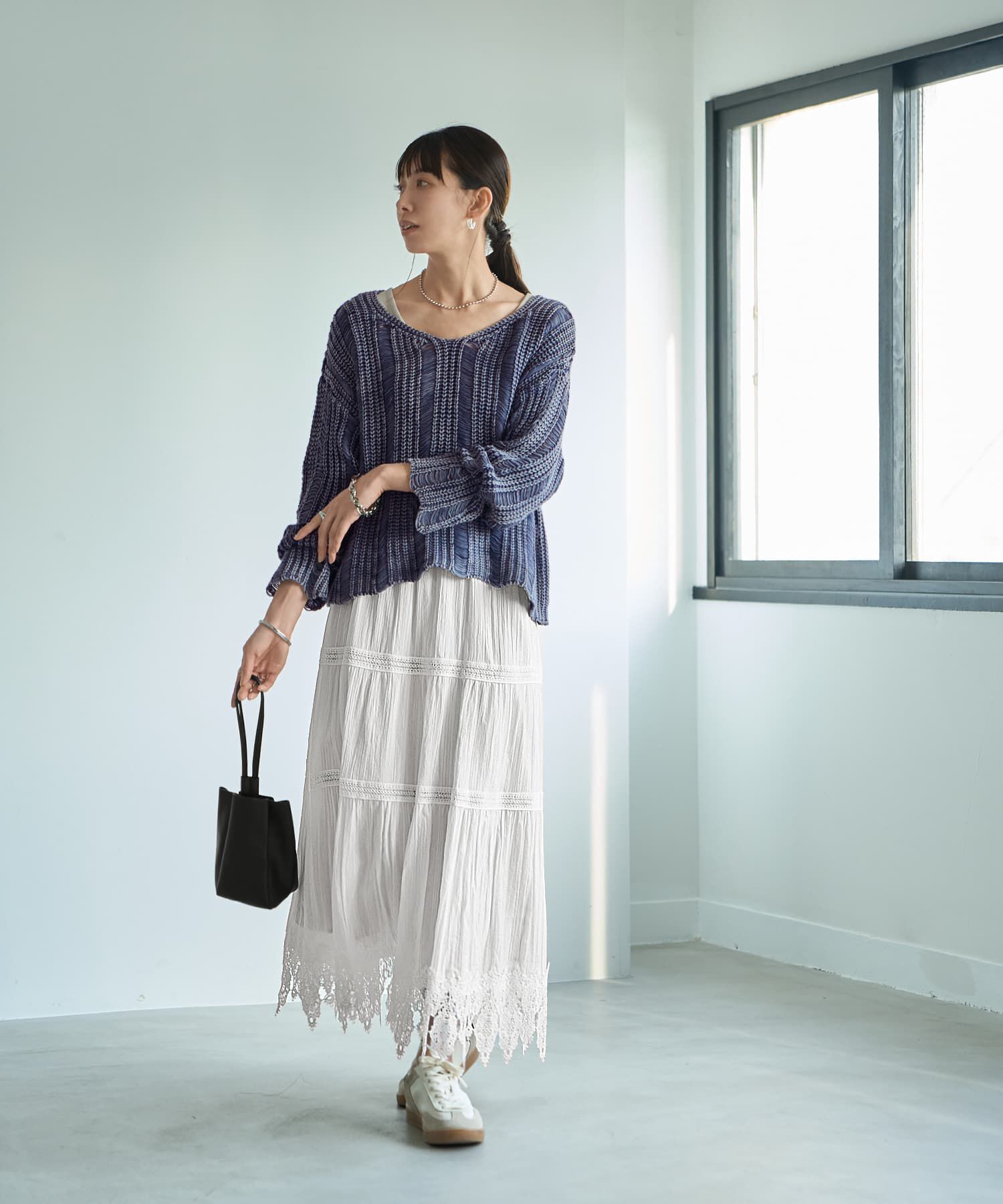 STYLE DELI「【LUXE】コットンレースギャザーロングスカート」|スカート|