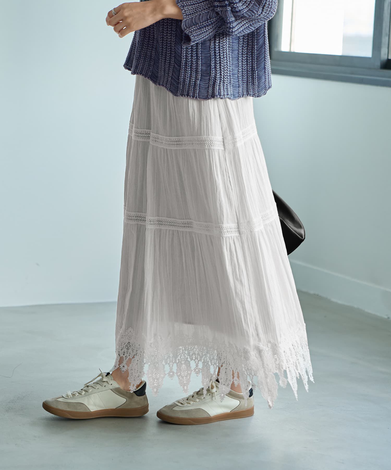 STYLE DELI「【LUXE】コットンレースギャザーロングスカート」|スカート|