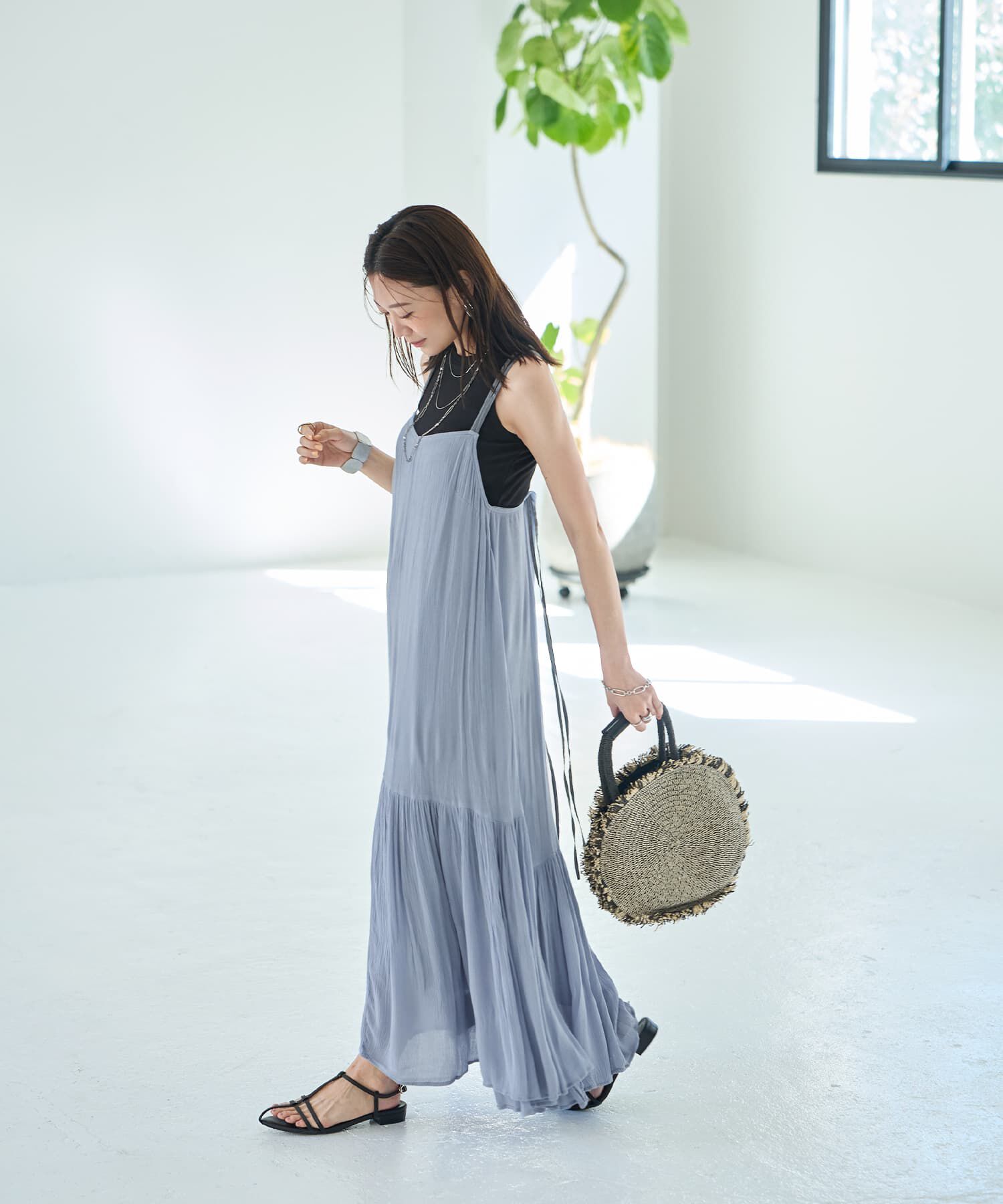 STYLE DELI「楊柳バッククロスキャミワンピース」|ワンピース|