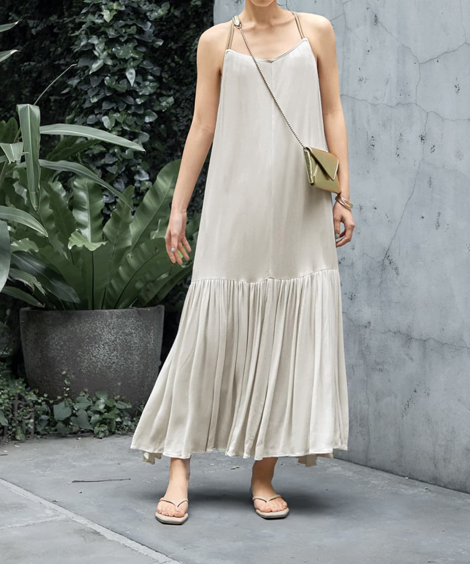 STYLE DELI「楊柳バッククロスキャミワンピース」|ワンピース|クリーム