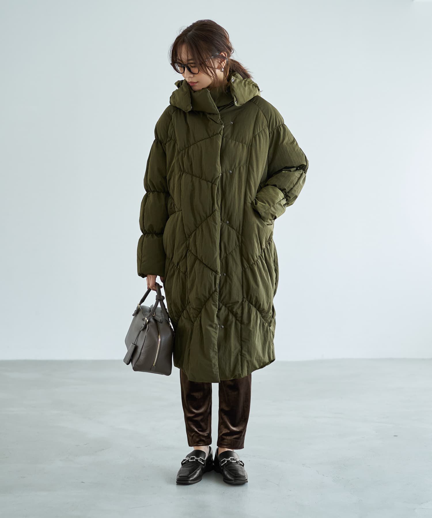 STYLE DELI「【LUXE】暖か軽量◆機能中綿ギャザーロングコート」|ダウン|