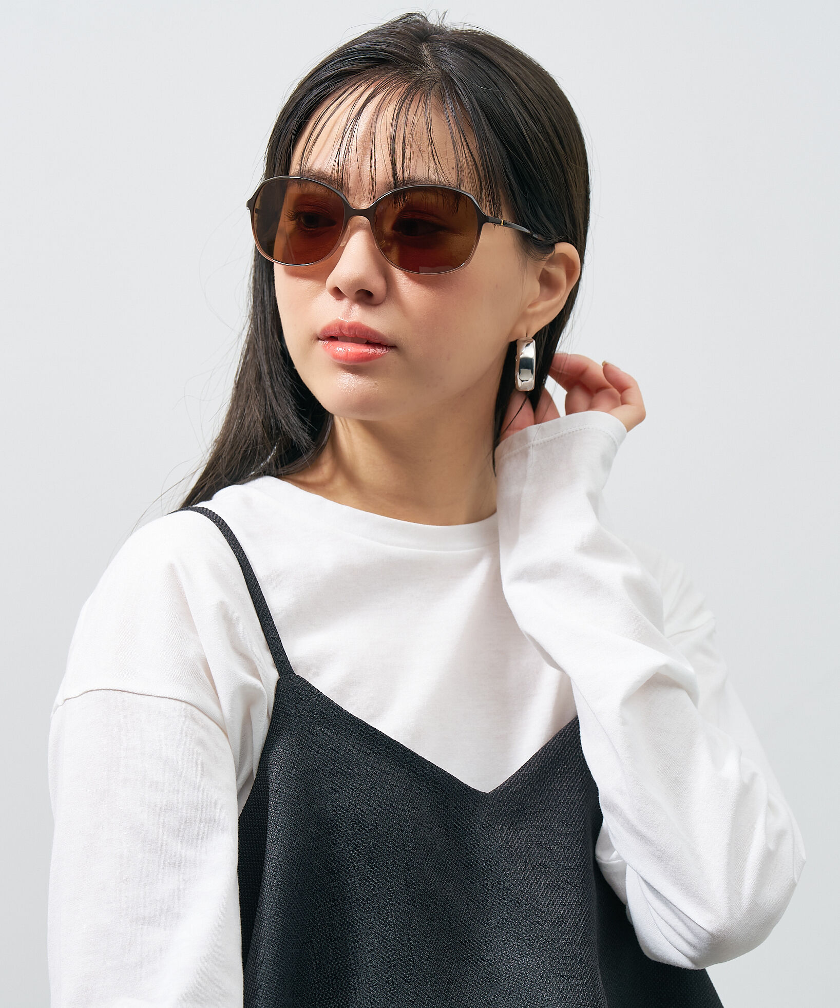  「ウェリントン型 サングラス｜ 大きめ UVカット 軽量 紫外線カット率99.9%以上 Zoff SMART」|サングラス|濃ブラウン