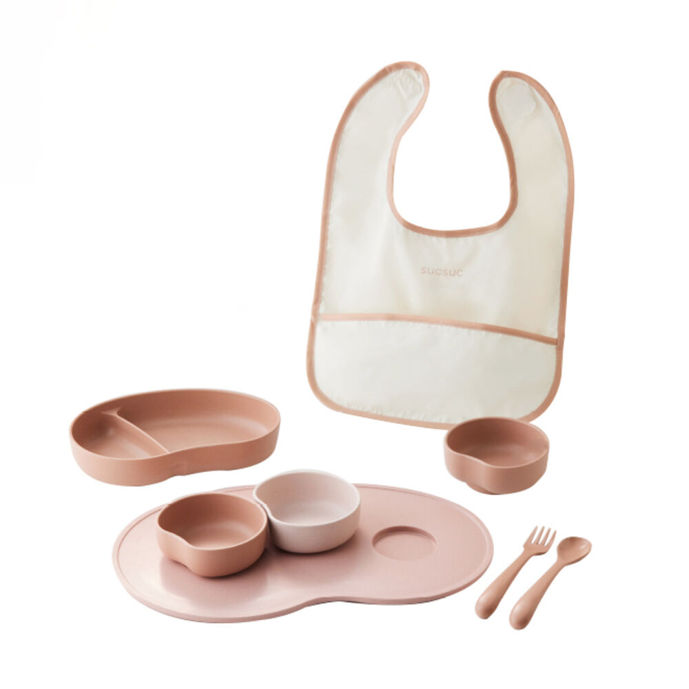 BACKYARD FAMILY「SUCSUC スクスク ベビー 食器 セット スプーン フォーク ボウル トレイ 通販 7点」|食器・キッチングッズ|ピンク1