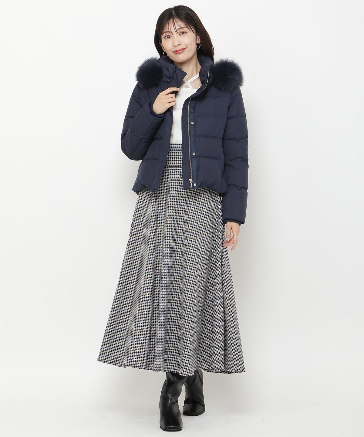 アンドクチュール「FOXファー付きショートダウン」|ダウン|