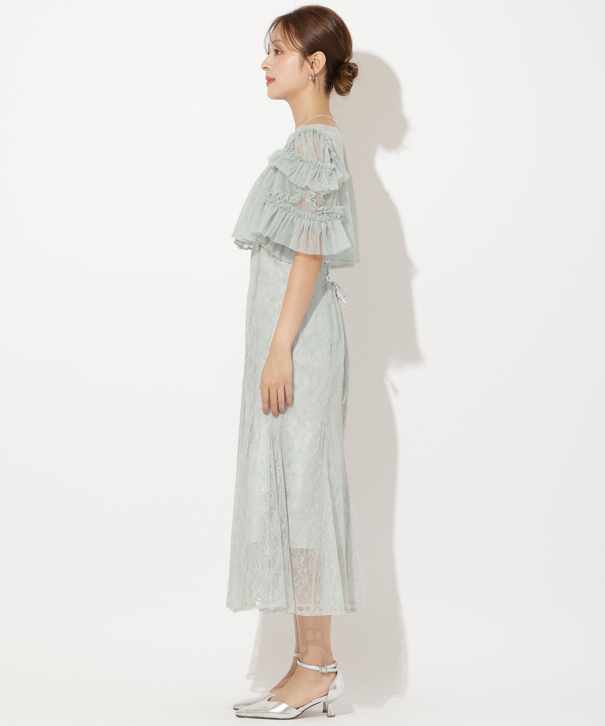 アンドクチュール「チュールフリルブラウス+レースキャミドレス」|ドレス|