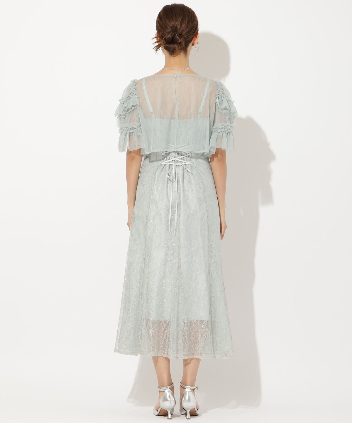 アンドクチュール「チュールフリルブラウス+レースキャミドレス」|ドレス|