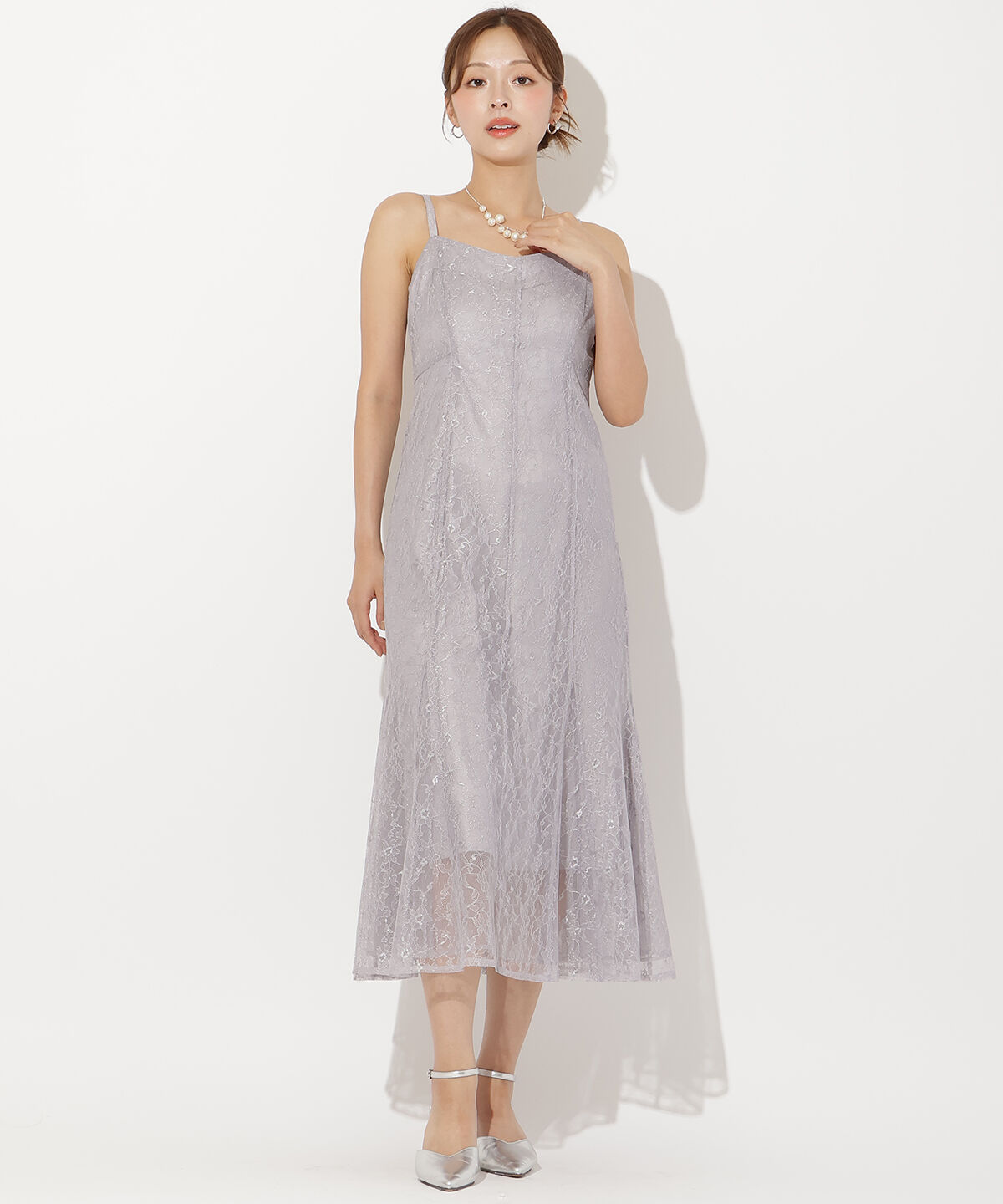 アンドクチュール「チュールフリルブラウス+レースキャミドレス」|ドレス|