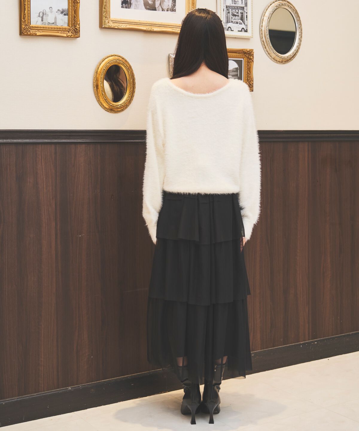 アンドクチュール「チュールティアードスカート」|フレア|