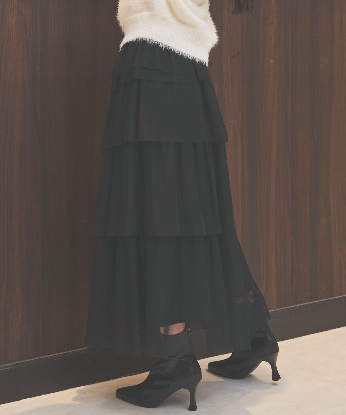 アンドクチュール「チュールティアードスカート」|フレア|