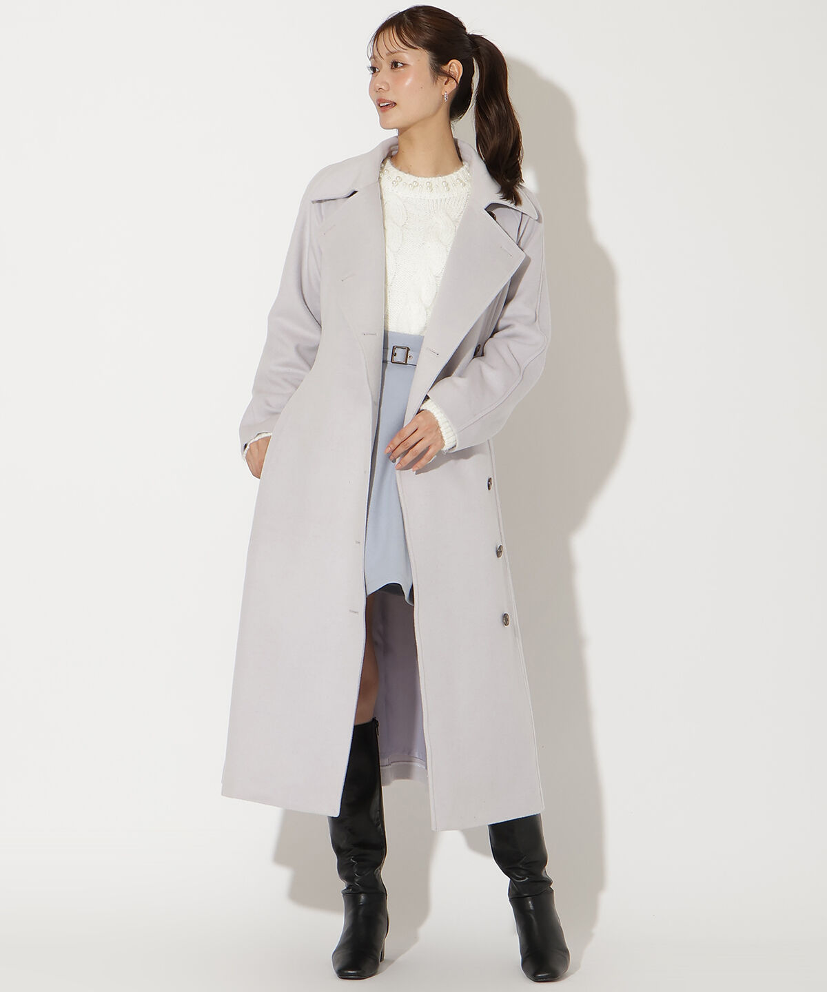 アンドクチュール「ウールビーバーロングコート」|その他|ライトグレー