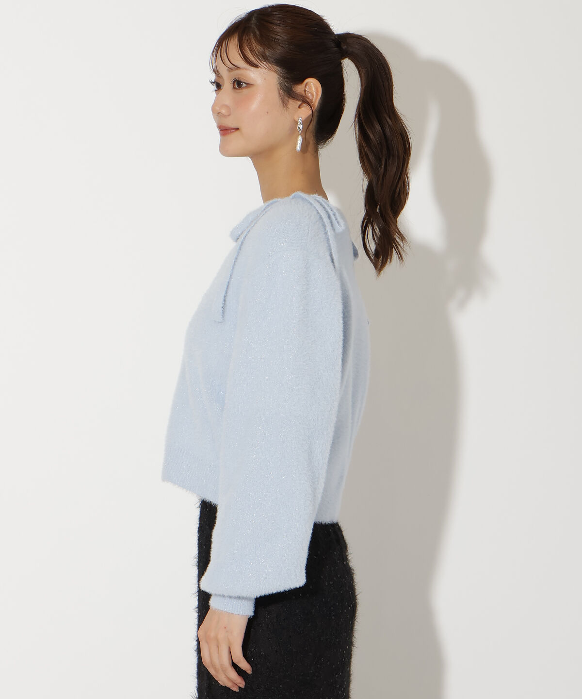 アンドクチュール「ラメフェザーショルダーリボンアンサンブル」|カーディガン|