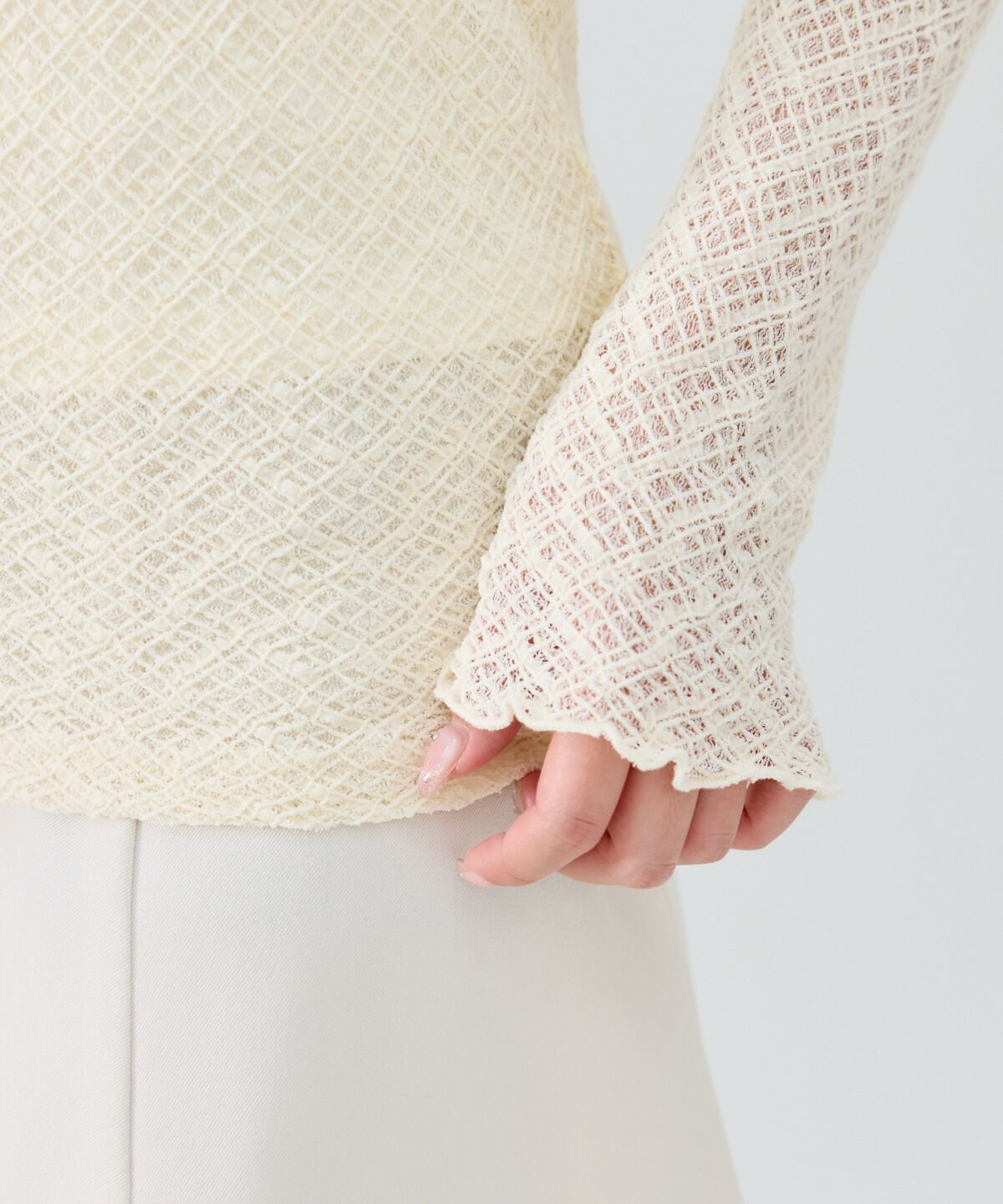 REDYAZEL「チェックレースハイネックトップス」|Tシャツ・カットソー|