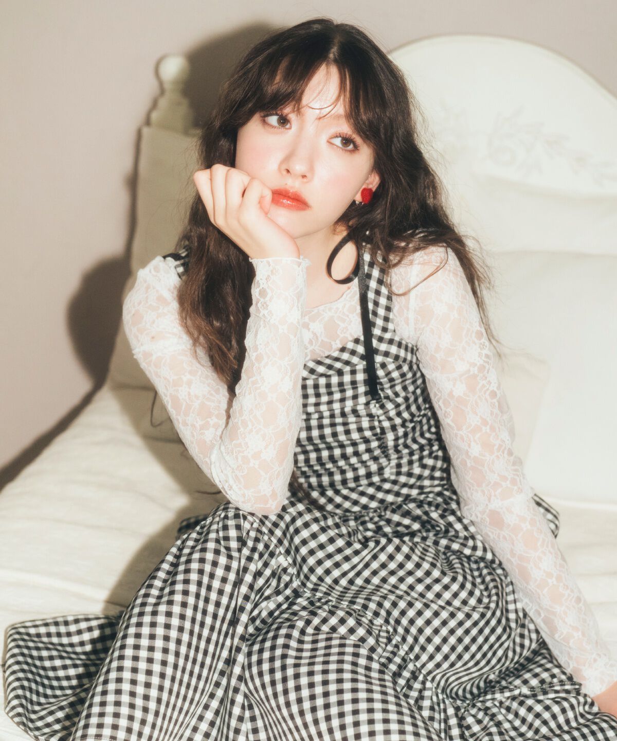 REDYAZEL「サテンリボンショルダーレーストップス」|Tシャツ・カットソー|