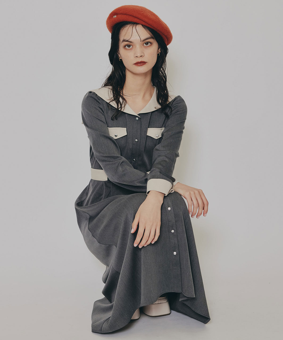 REDYAZEL「BIGセーラーカラーロングワンピース」|ワンピース|