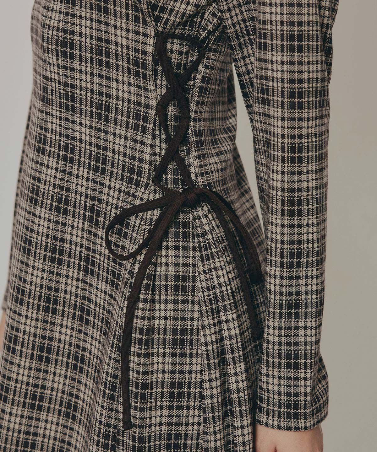REDYAZEL「エンブレムサイドレースアップチェックワンピース」|ワンピース|