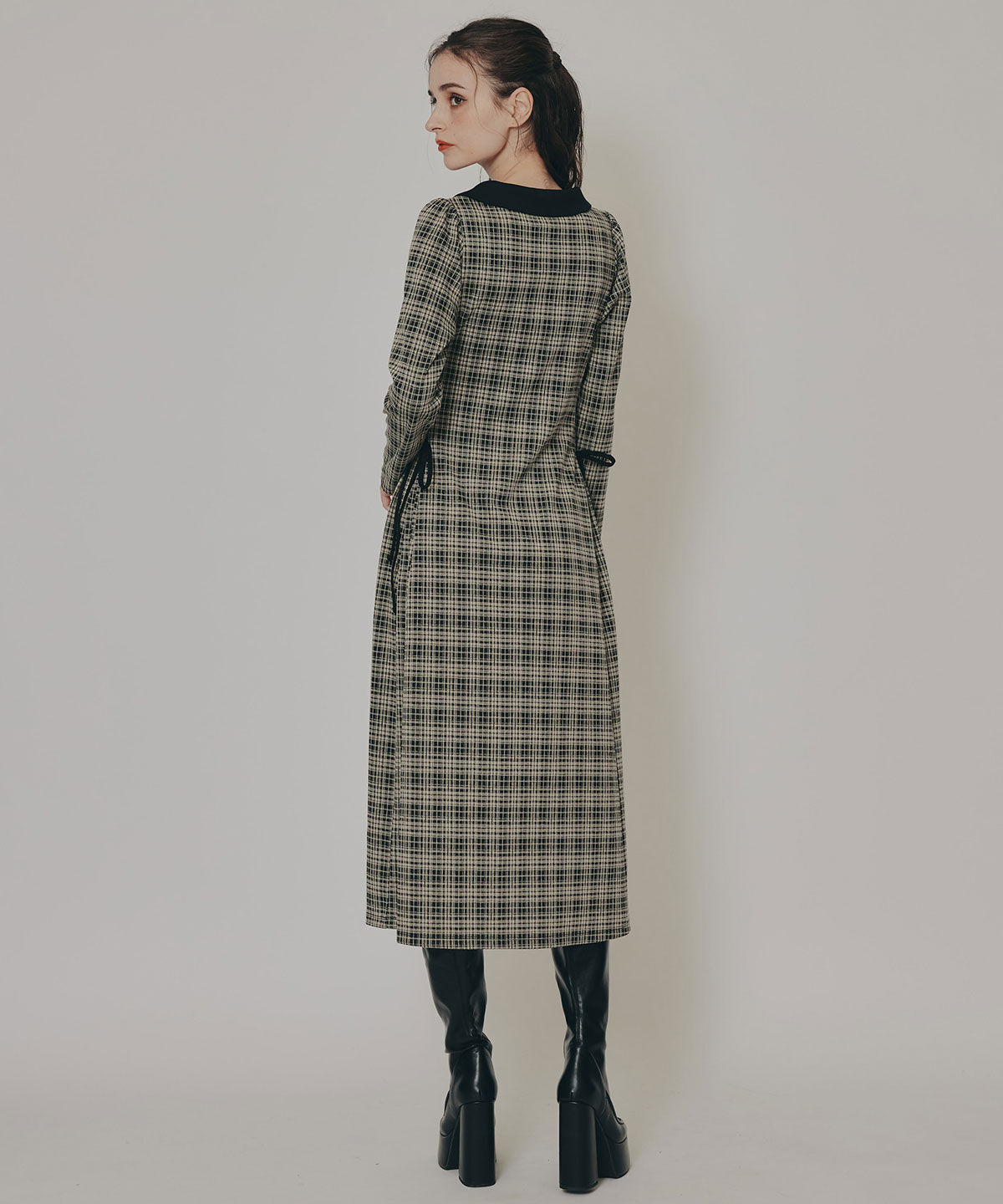 REDYAZEL「エンブレムサイドレースアップチェックワンピース」|ワンピース|