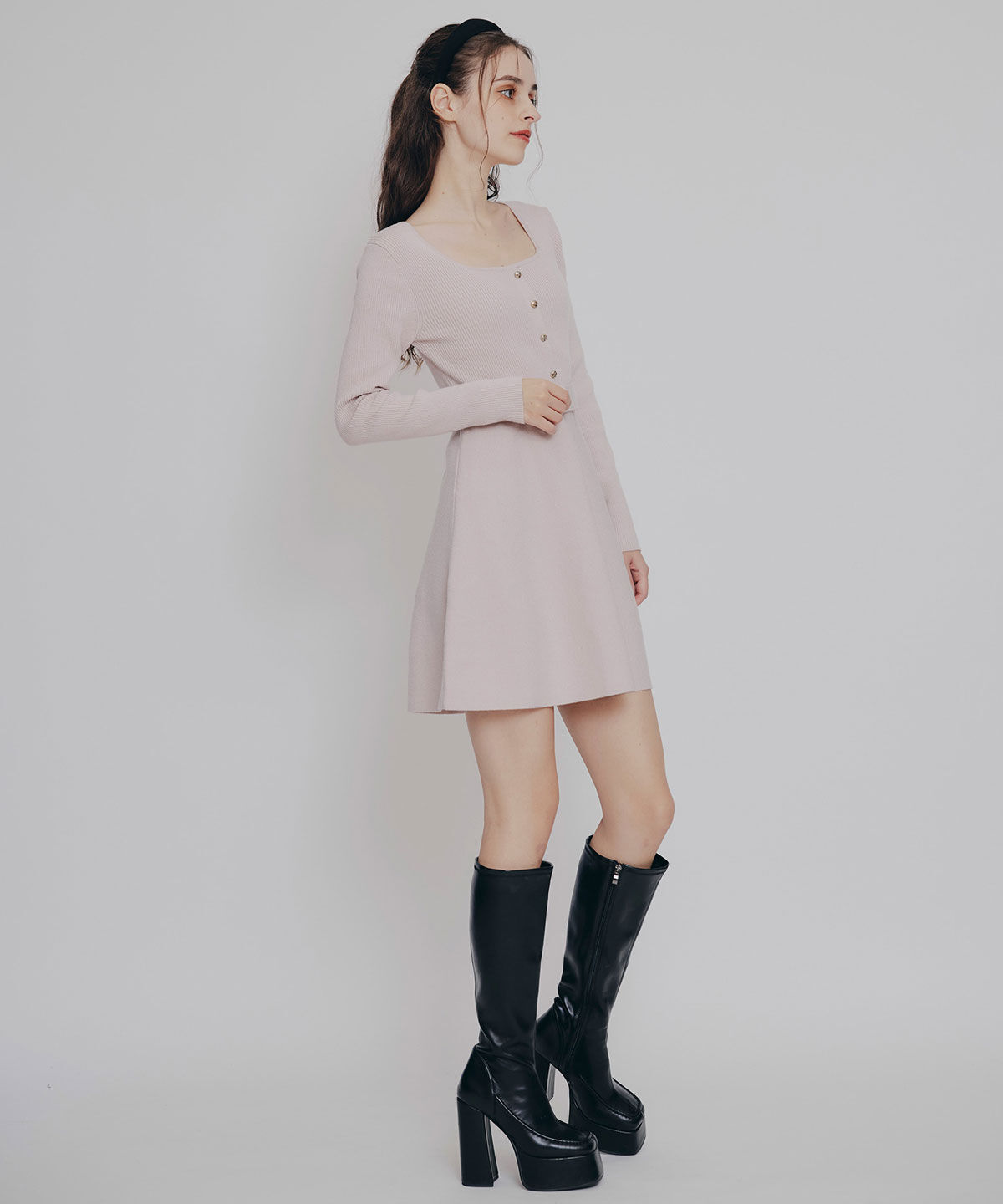 REDYAZEL「ケープSETニットフレアミニワンピース」|ワンピース|