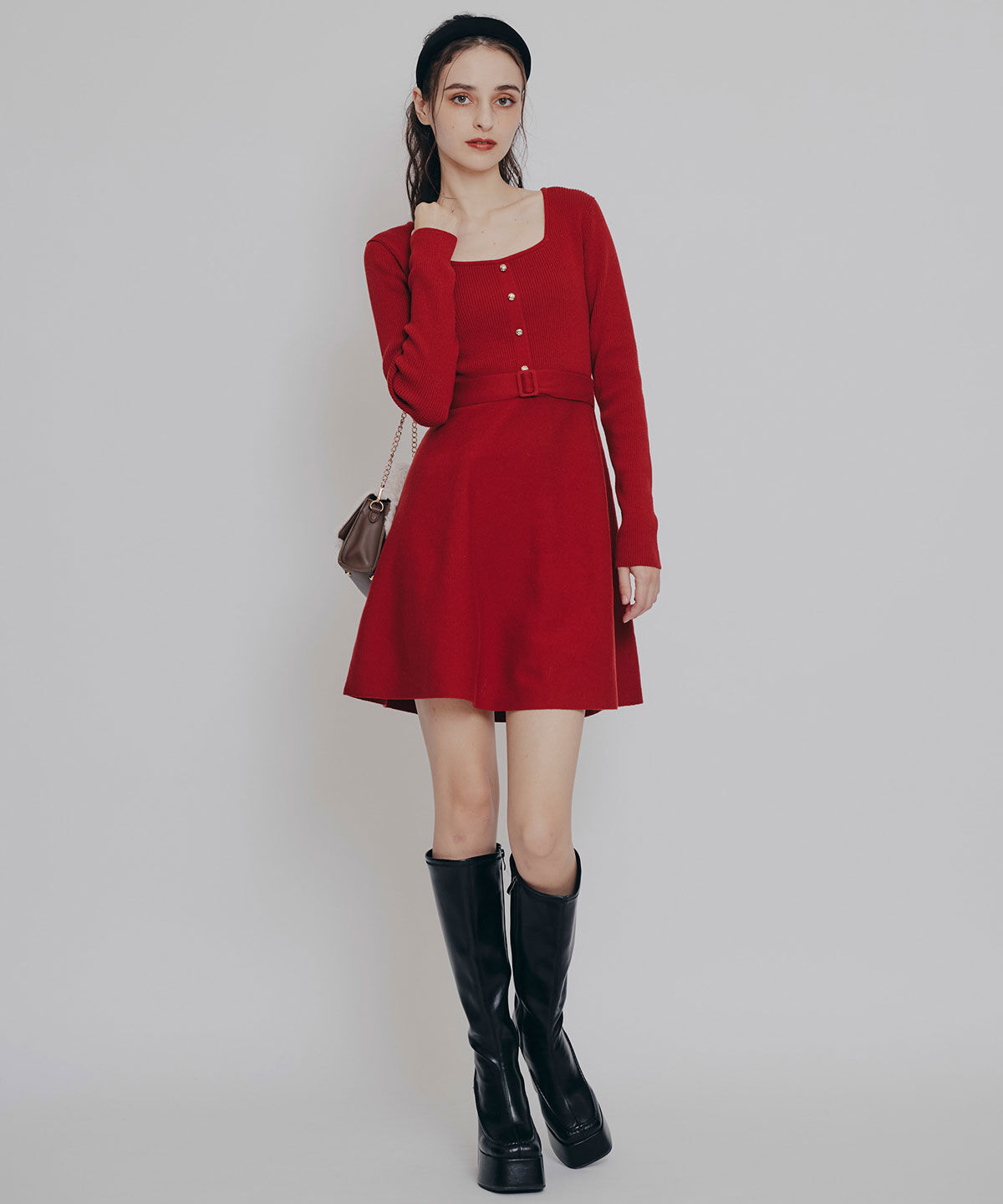 REDYAZEL「ケープSETニットフレアミニワンピース」|ワンピース|