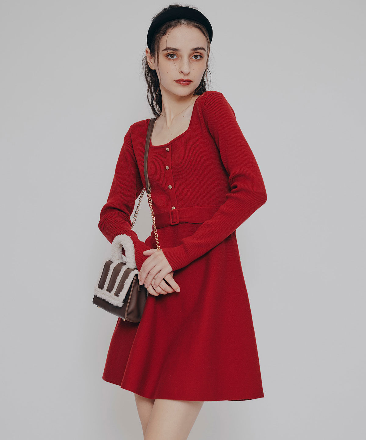 REDYAZEL「ケープSETニットフレアミニワンピース」|ワンピース|