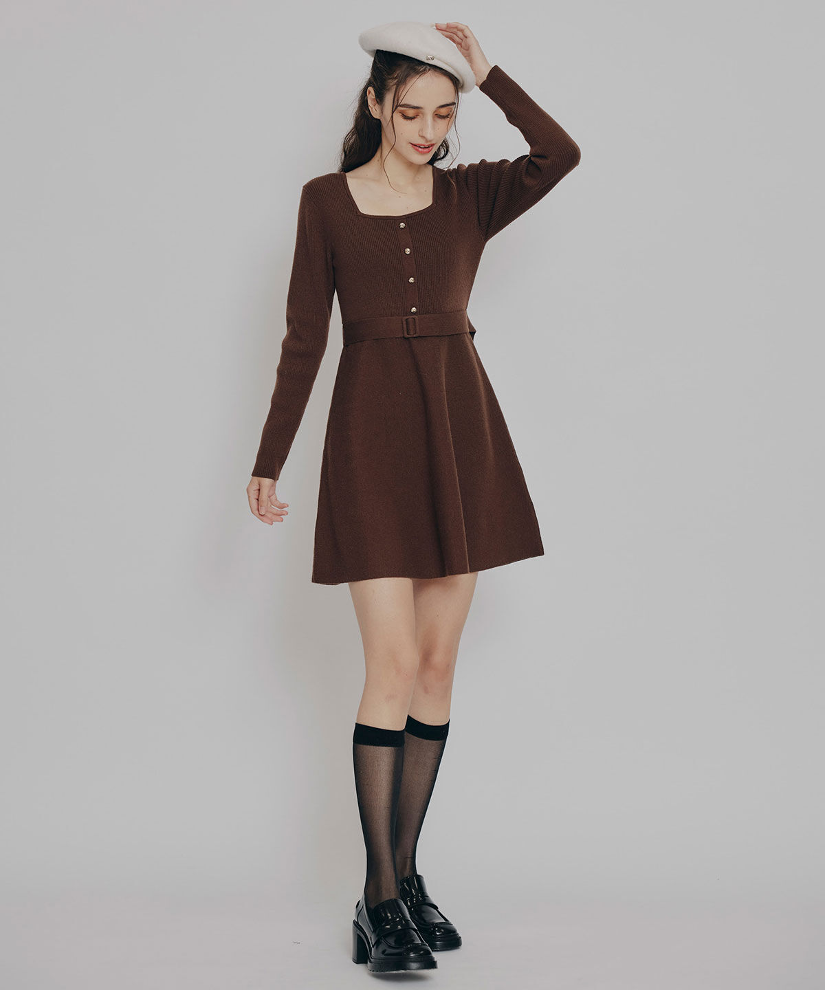 REDYAZEL「ケープSETニットフレアミニワンピース」|ワンピース|